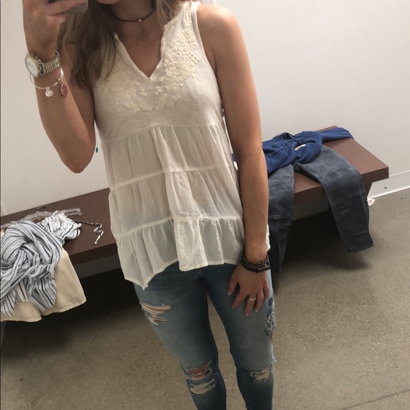 Target Ivory Embroidered Tufted Tank Top - Picture 4 of 4